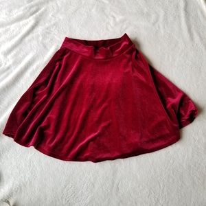 Dark red velvet circle skirt